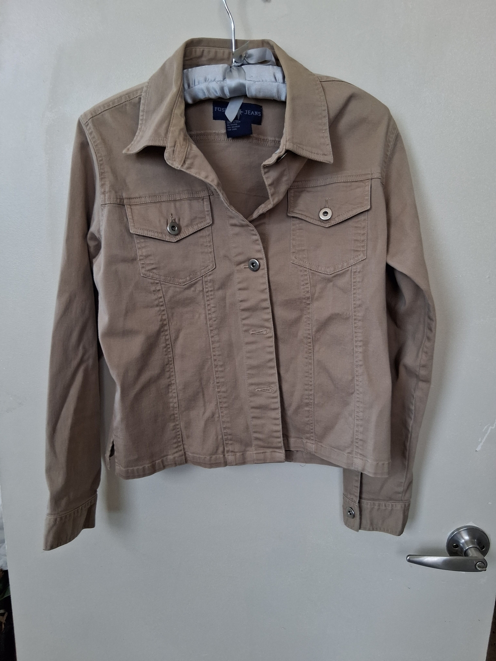 Classic Tan Jean Jacket with Button-Front